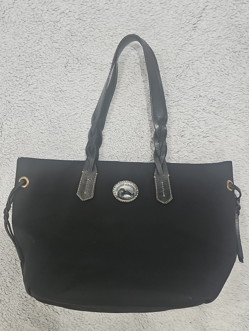 Like New Dooney & Bourke Black Tote Bag with Braided Handles